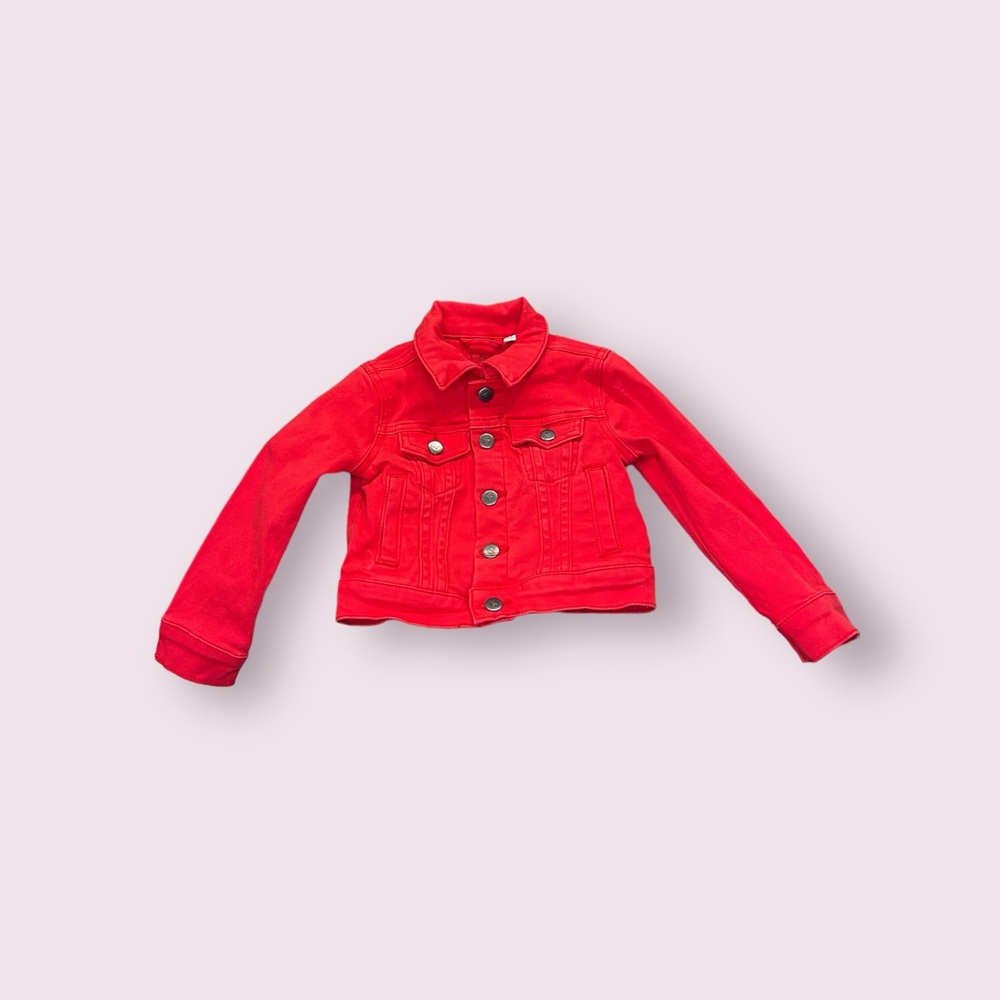 kidpik RED DENIM JEAN JACKET
Size 2T